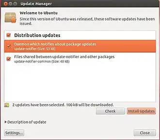 Скриншот программы Менеджер обновлений