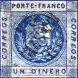 Гашение календарным штемпелем, на котором можно разобрать слово «MARZO» («Март»)&nbsp;(Sc #9)