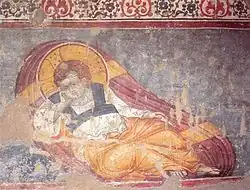 Христос Анапесон (Дремлющий), в России распространено название Недреманное око По мнению историков, это первое известное воспроизведение этого сюжета в Македонской школе. Феофан Критский позже повторил и развил этот сюжет