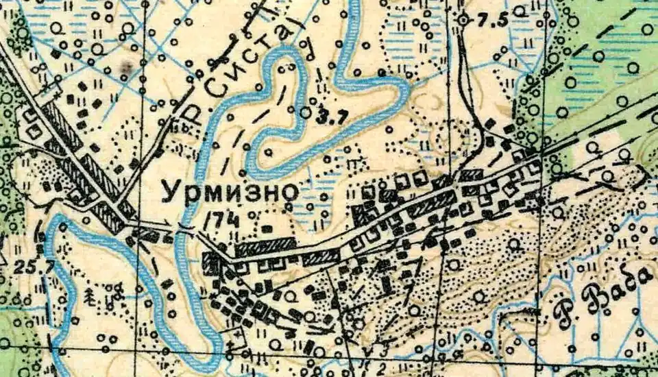 План деревни Урмизно. 1938 год