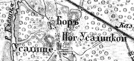 Село Усадище на карте 1915 года