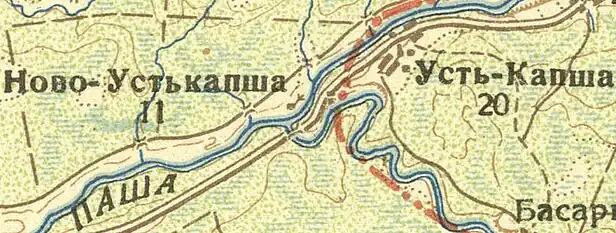 Деревня Новая Усть-Капша на карте 1932 года