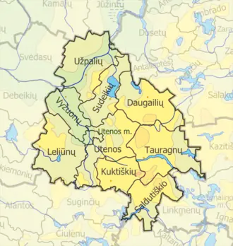 Утенское районное самоуправление на карте