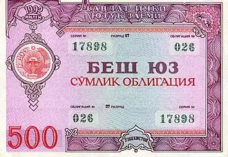 500 рублей, лицевая сторона