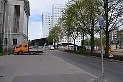 Начало улицы во время строительства министерского здания, 2017 год