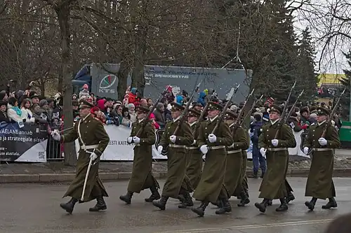 Гвардейский батальон[эст.] ВС Эстонии на параде в Нарве, 2015 год