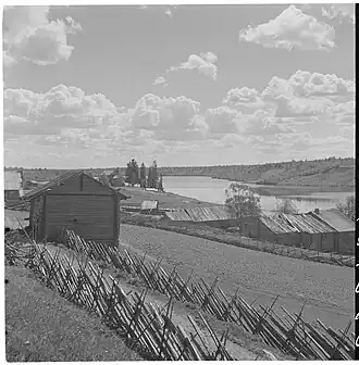 Вид на озеро из деревни Вагвозеро (1943 г.)