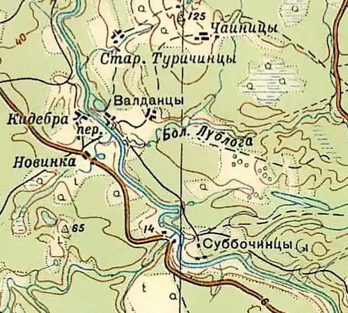 Деревня Новинка на карте РККА 1940 года