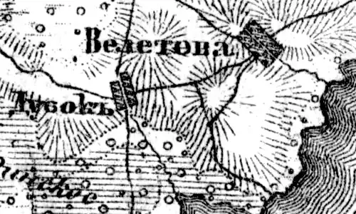 Деревня Велетово на карте 1919 года