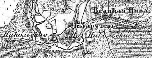 Деревня Заручевье на карте 1913 года