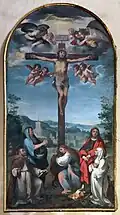 Распятие со святыми Иоанном Блаженным и Екатериной Коломбини. 1600. Базилика Сан-Доменико, Сиена