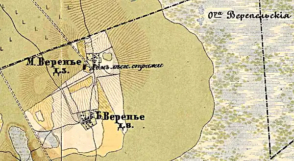 Деревня Верепье на карте 1890 года