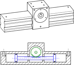 Поворотный гидродвигатель двустороннего действия с реечно-зубчатой передачей