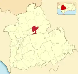 Расположение муниципалитета Вильянуэва-дель-Рио-и-Минас на карте провинции