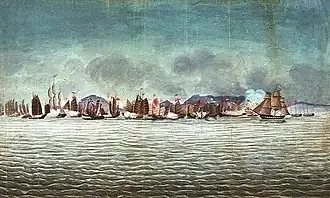 Миллер: Бой «Гиацинта» и «Волэджа» с китайскими джонками у Чуенпи, 3 ноября 1839 года.