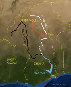 Чёрная Вольта отмечена чёрным цветом.