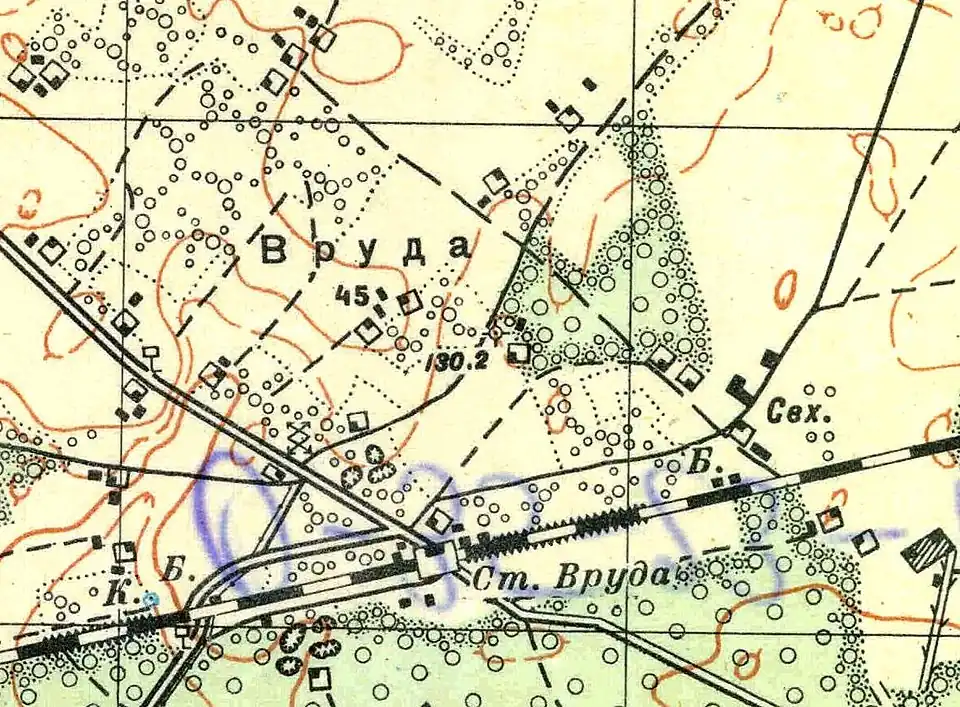 План посёлка Вруда. 1933 год