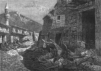 «Улица в Баязете после пребывания там курдов», грав. Э. Даммюллера (1877)