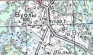 Деревня Вуолы на карте 1939 года