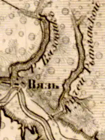 Деревня Вяз на карте 1863 года