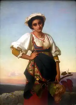 Неаполитанская крестьянская девочка с гроздью винограда