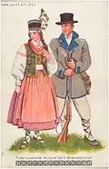 Почтовая открытка Польши. Образцы народной одежды.