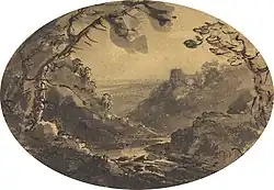 Пейзаж. Между 1762 и 1783. Тонированная бумага, тушь, перо, кисть. Йельский центр британского искусства, Нью-Хейвен, Коннектикут, США