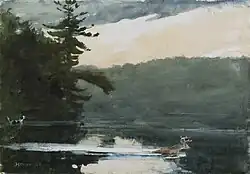 Уинслоу Хомер. «Адирондак. Олень плывёт по озеру»