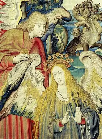 Иоанн Богослов и Жена, облечённая в солнце (Виллиам де Паннемекер, середина XVI&nbsp;века)