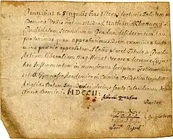 Первый диплом США, Йельский университет, 1702 год