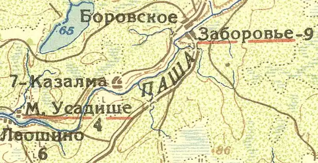 Деревня Заборовье на карте 1932 года