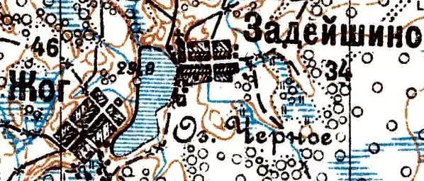 Деревня Задейшено карте 1926 года
