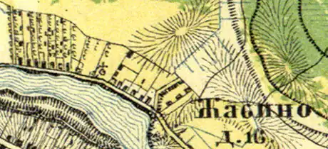 Деревня Жабино на карте 1860 года