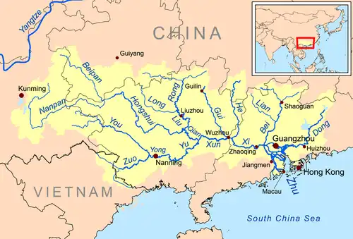 Река Гуйцзян течёт от Гуйлиня к Учжоу