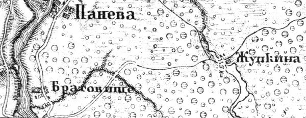 Деревня Жупкино на карте 1872 года