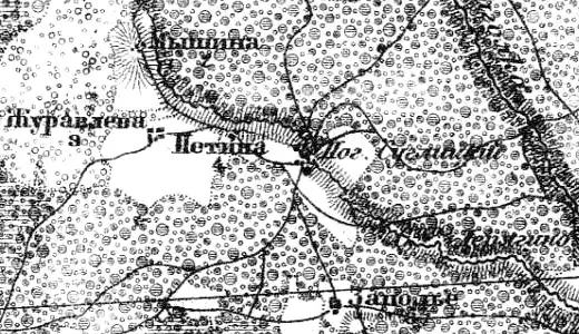 Деревня Журавлёво на карте 1917 года