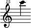 { \new Staff \with { \remove "Time_signature_engraver"} {\clef "treble^15" c'''''4}}