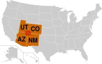 Регион Четыре угла, в котором произошла вспышка